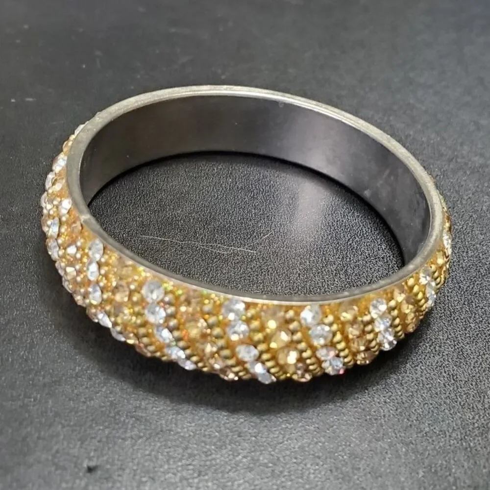 Glittery gold rhinestone bangle bracelet 7.25